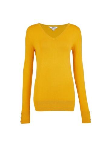 Dorothy Perkins *tall Yellow V-neck Button Cuff Jumper