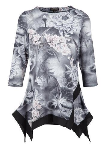 Dorothy Perkins *grey Floral Hanky Hem Top