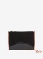 Dorothy Perkins Black Patent Side Bar Clutch Bag