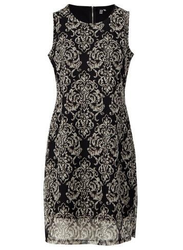 *izabel London Black Damask Print Shift Dress