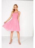 Dorothy Perkins *little Mistress Pink Mesh Pleated Prom Dress