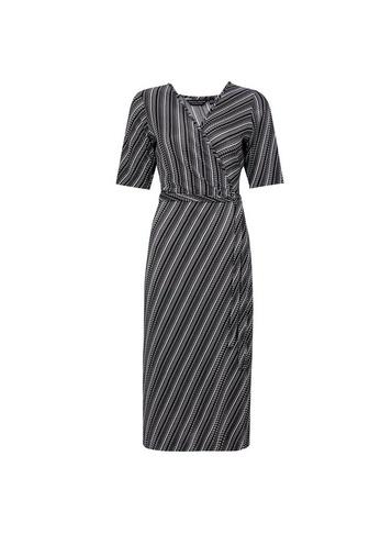 Dorothy Perkins *black Stripe Print Plisse Midi Dress