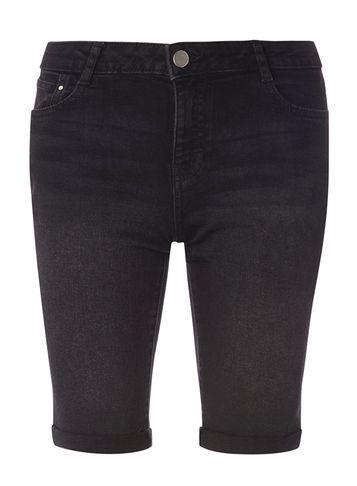 Dorothy Perkins Black Denim Wash Knee Length Shorts