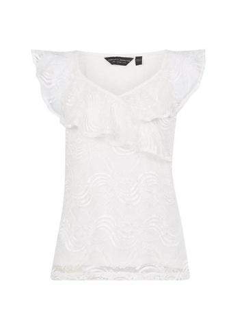 Dorothy Perkins Ivory Frill Lace Front T-shirt