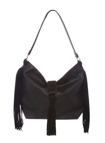 Dorothy Perkins Black Fringe Hobo Bag