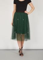 Dorothy Perkins *tenki Green Bead Net Midi Skirt