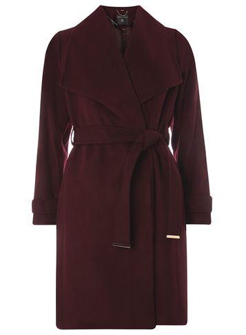 Dorothy Perkins Plum Tie Belt Coat