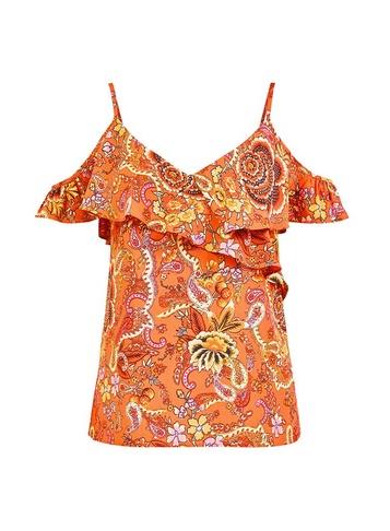 Dorothy Perkins Orange Paisley Print Cold Shoulder Top