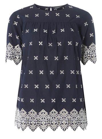 Dorothy Perkins *tall Navy Detailed Edge Top