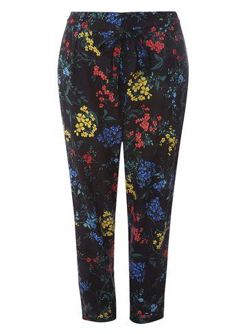 Dorothy Perkins Dp Curve Multi Coloured Floral Tie Waist Joggers
