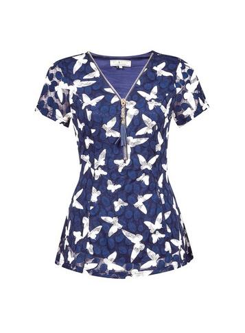 *billie & Blossom Multi Colour Butterfly Print Zip Top