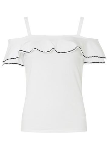 Dorothy Perkins Ivory Rick Rack Trim Cold Shoulder Top