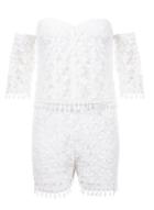 Dorothy Perkins *quiz White Crochet Bardot Playsuit