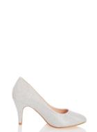 *quiz Wide Fit Silver Almond Toe Court Shoes