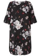 Dorothy Perkins Dp Curve Black Sketch Floral Print Shift Dress
