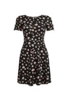Dorothy Perkins Petite Black Daisy Print T-shirt Dress