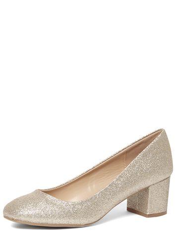 Dorothy Perkins Gold 'daze' Block Heel Court Shoes