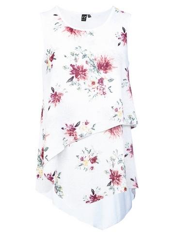 *izabel London White Floral Print Layered Front Top