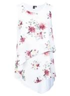 *izabel London White Floral Print Layered Front Top