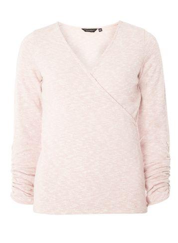 Dorothy Perkins Pink Ruched Sleeve Wrap Top