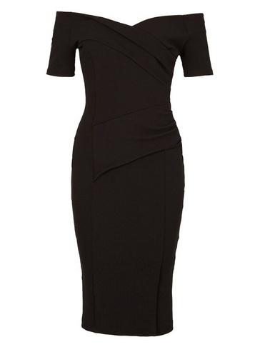 *feverfish Black Off Shoulder Pencil Dress