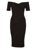 *feverfish Black Off Shoulder Pencil Dress
