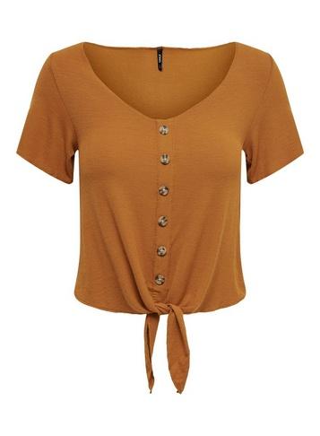 *only Rust Button Rib Tie Top
