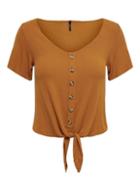 *only Rust Button Rib Tie Top