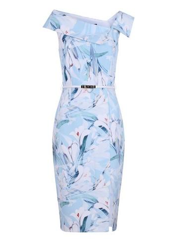 *paper Dolls Blue Asymmetric Neck Bodycon Dress