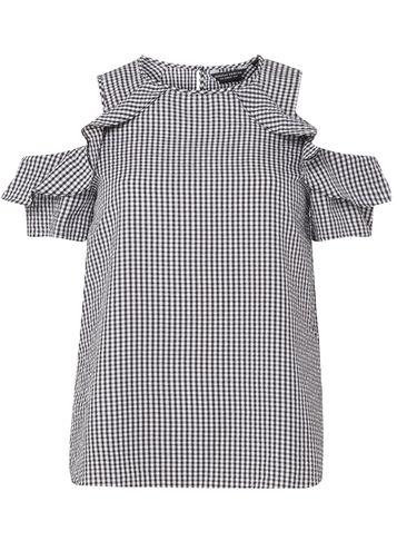 Dorothy Perkins Black Gingham Ruffle Top