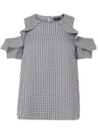 Dorothy Perkins Black Gingham Ruffle Top