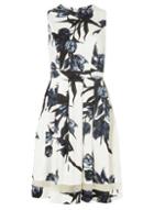 Dorothy Perkins Ivory And Navy Floral Print Wrap Back Fit And Flare Dress