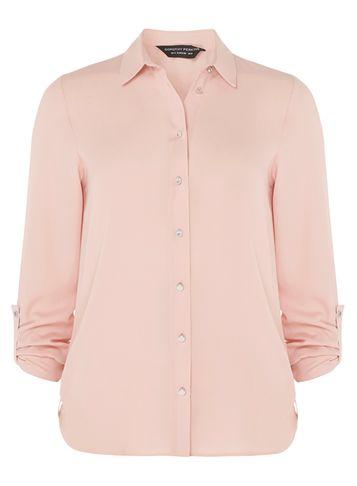 Dorothy Perkins Pink Tab Roll Sleeve Shirt