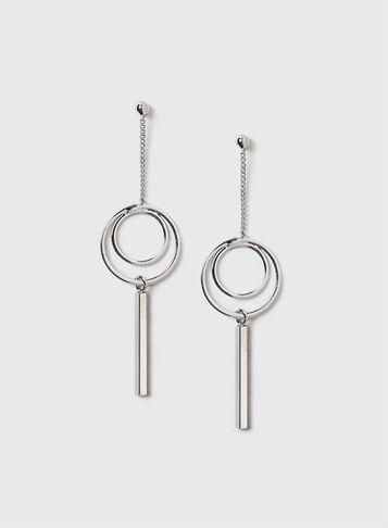 Dorothy Perkins Silver Circle And Stick Drop Earrings