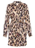 Dorothy Perkins *quiz Stone Leopard Shirt Dress