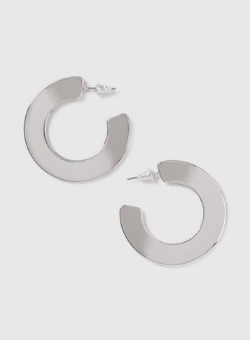 Dorothy Perkins Silver Look Flat Hoop Earrings