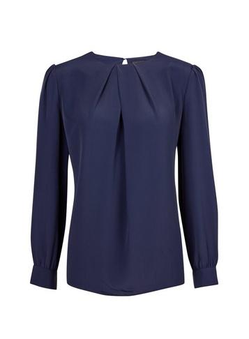 Dorothy Perkins Navy Pleat Neck Top