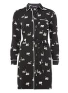 Dorothy Perkins Monochrome Swan Print Piped Shirt Dress
