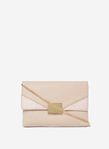 Dorothy Perkins Nude Square Hardware Clutch Bag