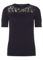 Dorothy Perkins Navy Knitted Lace Yoke T-shirt