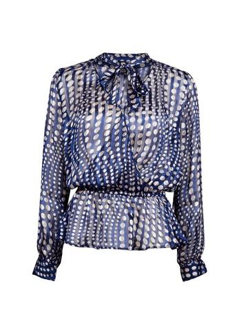 Dorothy Perkins *blue Satin Tie Neck Blouse