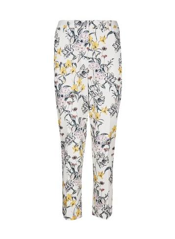 Dorothy Perkins White Soft Floral Print Ankle Grazer Trousers