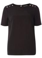 Dorothy Perkins Black Button Shoulder T-shirt