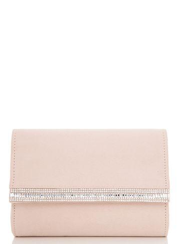 Dorothy Perkins *quiz Nude Diamante Clutch Bag