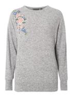 Dorothy Perkins *tall Grey Floral Embroidered Jumper
