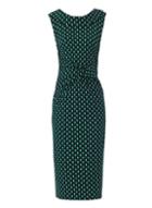 *jolie Moi Green Geometric Print Collar Pencil Dress