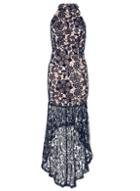 *quiz Navy Nude Crochet Maxi Dress