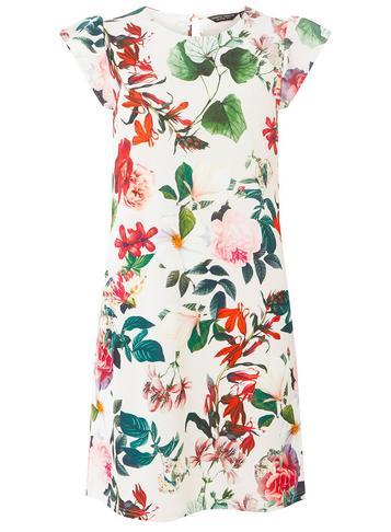 Dorothy Perkins Cream Floral Print Ruffle Shift Dress