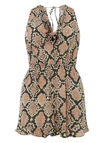 Dorothy Perkins *dp Beach Multi Colour Snake Print Tie Detail Playsuit