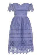 *chi Chi London Blue Bardot Midi Skater Dress